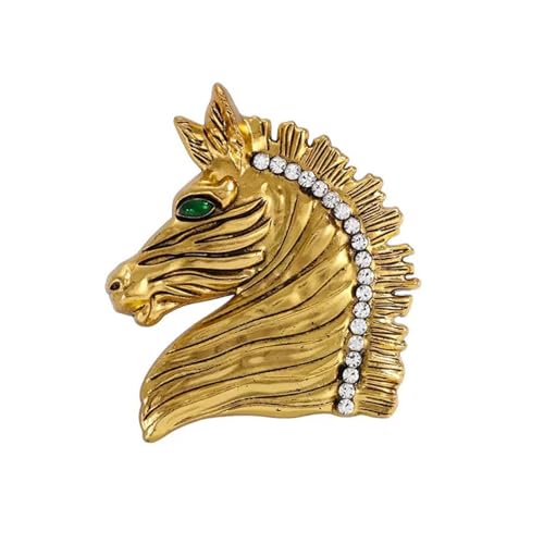 Pferdekopf Design Brosche Silber/Gold Tonlegierung Schmuck Horsehead Revers Pin Für Mantelschal Retro Accessoire Gravaved Horse Brosche von Asukohu