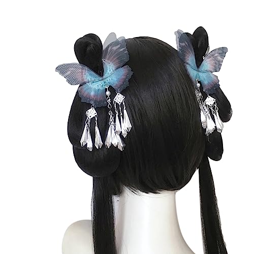 Princess At Large Haarspangen Schmetterling Silber Quasten Hanbiuk Starker Halt Haarspangen Haarwerkzeug von Asukohu