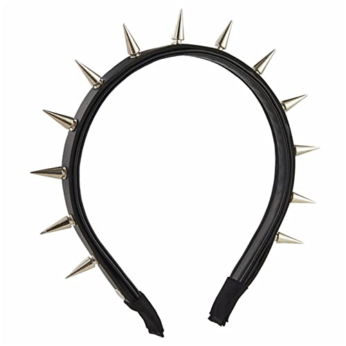 Rock Stirnband Für Männer Spiked Stirnband Gothic Tiaras Nieten Stirnband Steampunk Punk Stirnband Leder Spiked Headpiece Nieten Stirnband von Asukohu