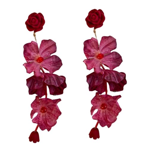 Rose Dangle Ohrringe Silber Elegant Ohrschmuck Mode Statement Für Verschiedene Anlässe Vintage Rose Für Frauen von Asukohu
