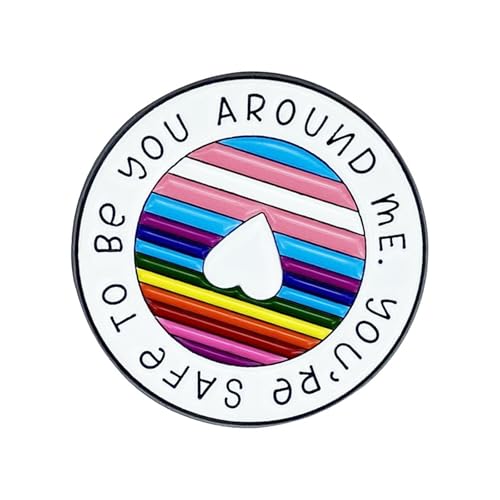 Runde Regenbogen-Metallbrosche mit inspirierendem Zitat, einzigartiges LGBTQ-Abzeichen für Jacken, Hüte und Taschen, Accessoires für den täglichen Gebrauch von Asukohu