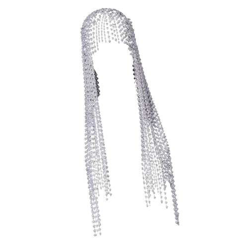 Schimmernde Kristallhaarkette Strasssteine Hochzeit Kopfstück Mit Kaskadierenden Fransen Für Braut Und Formelles Ereignis Dramatischer Randhaarschmuck von Asukohu