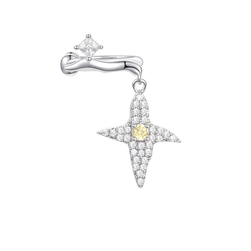 Sternförmige Ohrklemme mit goldfarbenem Zirkon ohne Piercing koreanische Stile Modeaccessoires für Frauen Trendy Clip On Ear von Asukohu