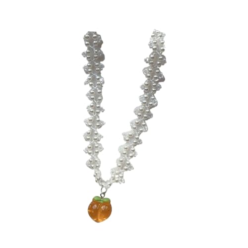 Stilvolle Halskette mit Pfirsich-Anhänger, trendiges Perlen-Accessoire für den täglichen Gebrauch, Imitationsperle von Asukohu
