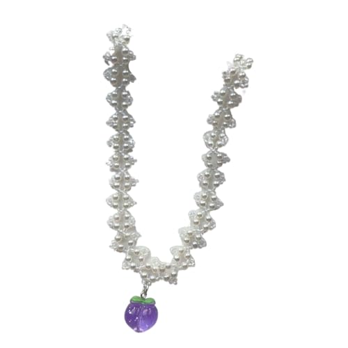 Stilvolle Halskette mit Pfirsich-Anhänger, trendiges Perlen-Accessoire für den täglichen Gebrauch, Imitationsperle von Asukohu