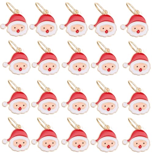 Stylisches Weihnachtsmotiv-Set mit 20 Weihnachtsmann-Weihnachtsbaum-Elch-Dreadlocks-Haarringen, einzigartige Haarmanschetten, Weihnachtsschmuck, Dreadlock-Ringe von Asukohu