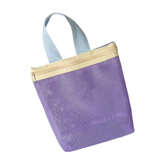 Asukohu Summers Mesh Toted Bag Kleine Kosmetikbeutel Handtasche Faltbare Tragbare Toiletten Strandbeschacher Dusche Caddys Frauenstrand von Asukohu