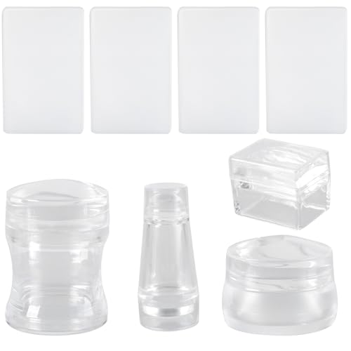 Transparente Silikon-Nagelstempel-Set, rund, rechteckig, Doppelkopf, transparent, Gelee-Stempel für kreative Maniküre, sichtbarer Körperstempel, 4 Stück Transparente Silikon-Nagelstempel-Set, rund, rechteckig, Doppelkopf, transparent, Gelee-Stempel für kreative Maniküre, sichtbarer Körperstempel, 4 Stück von Asukohu