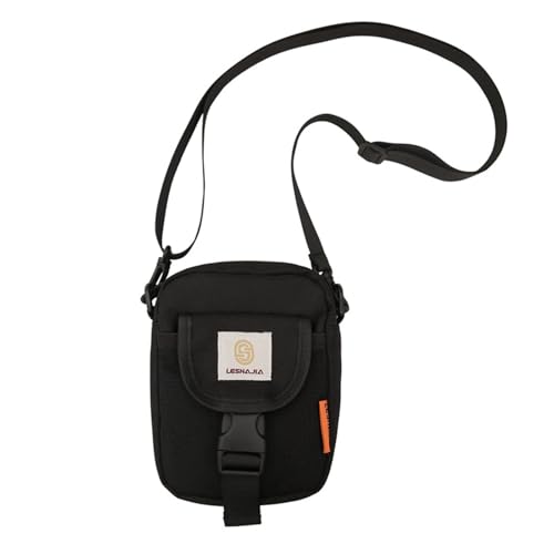 Trendige Unisex-Sport-Crossbody-Tasche mit Netz-Fronttasche für Handy und Münzgeldbörse, kleine Nylon-Umhängetasche, Schwarz , One Size Trendige Unisex-Sport-Crossbody-Tasche mit Netz-Fronttasche für Handy und Münzgeldbörse, kleine Nylon-Umhängetasche, Schwarz , One Size von Asukohu
