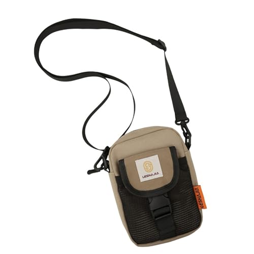 Trendige Unisex-Sport-Crossbody-Tasche mit Netz-Fronttasche für Handy und Münzgeldbörse, kleine Nylon-Umhängetasche, khaki, One Size Trendige Unisex-Sport-Crossbody-Tasche mit Netz-Fronttasche für Handy und Münzgeldbörse, kleine Nylon-Umhängetasche, khaki, One Size von Asukohu