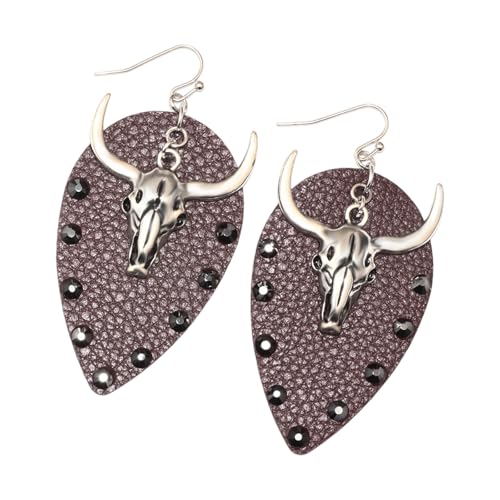 Trendy Oxhead Leichtgewichtige Legierungsohrringe PU Leder Ohrzubehör Perfekt Für Konzerte Festivals Mode Unisex Gothic Ohrschmuck von Asukohu