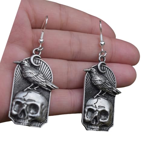 Trendy Schädel Form Ohrringe Leichter Komfort Kirsite Gothic Party Accessoires Unisex Themed Schmuck Bequeme Tropfen Ohrringe von Asukohu