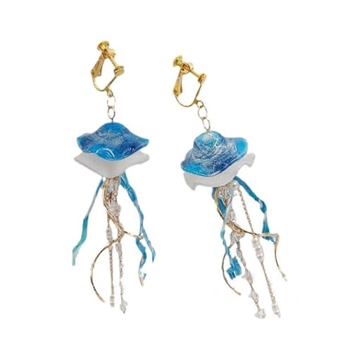 Unique Blue Jellyfish Designs Ohrringe Tragbar Für Trendige Frauen Suchen Modische Und Komfortable Wear Accessoires Frauen Modeohrringe von Asukohu