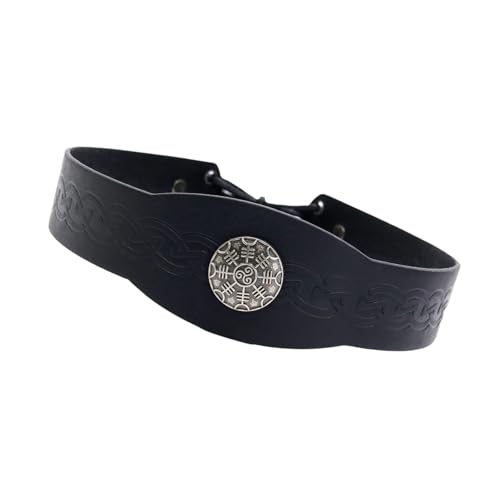 Vintage-Stirnband aus PU-Leder mit mittelalterlichem Muster, verstellbares Haarband für den täglichen Gebrauch, Bühnenauftritte, Kopfbedeckung von Asukohu