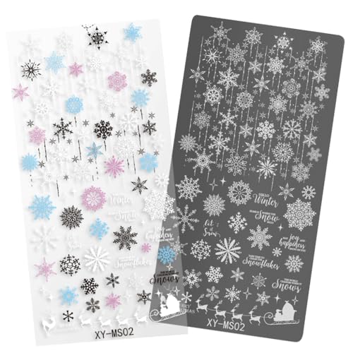 Weihnachtsserie Nagel Stempelplatten Nagel Kunst Stempelschablone Schneeflocken Maniküre Druck Hirsch Nagel Stempelplatte von Asukohu