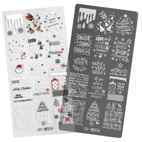 Weihnachtsserie Nagel Stempelplatten Nagel Kunst Stempelschablone Schneeflocken Maniküre Druck Hirsch Nagel Stempelplatte von Asukohu
