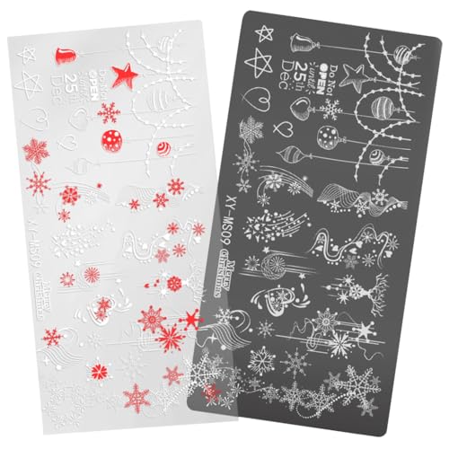 Weihnachtsserie Nagel Stempelplatten Nagel Kunst Stempelschablone Schneeflocken Maniküre Druck Hirsch Nagel Stempelplatte von Asukohu