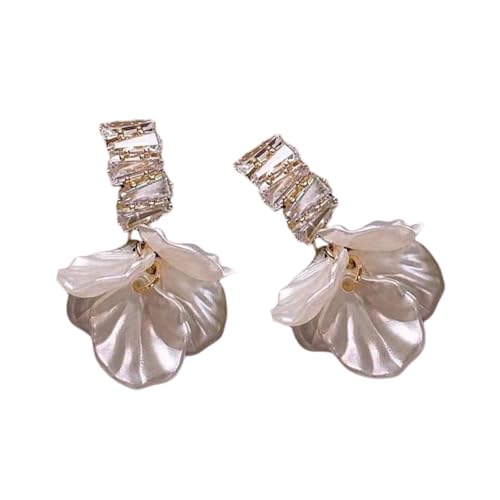 Zarte Strasssteine und Muschel-Blumen-Quasten-Ohrringe, Accessoire für Frauen, geeignet für Hochzeiten und Partys, modische Statement-Ohrringe von Asukohu