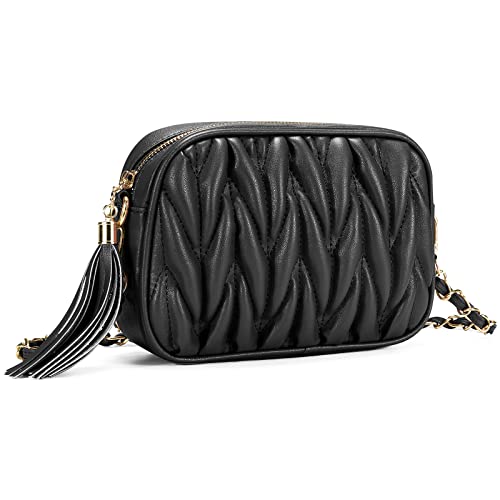 Asvert Damen Umhängetasche Kleine, Crossbody Bag Damen Kleine Tasche handtaschen, Handtaschen Mittelgroße Schultertasche Abendtasche Citytasche mit Kette（Schwarz） von Asvert