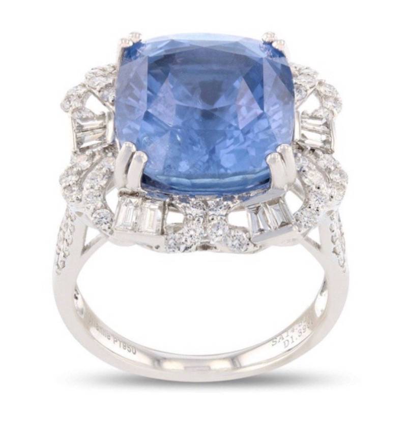 Handgefertigter, Unbeerhitzter Blauer Saphir-Diamant-Ring Handgefertigter, Unbeerhitzter Blauer Saphir-Diamant-Ring von AswathShop