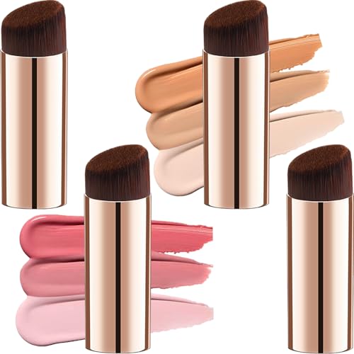 Bronzer-Pinsel, Mini-Foundation-Pinsel, Reisebräunungspinsel, flaches Gesicht, Make-up-Pinsel für Frauen und Mädchen, 4 Stück von Aswewamt