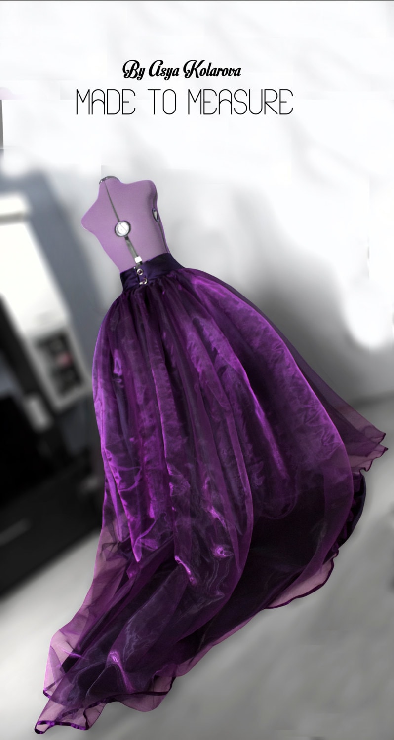 Lila Organza Ballkleid Rock Benutzerdefinierte Kathedrale Schleppe Abschlussballrock von AsyaSkirts