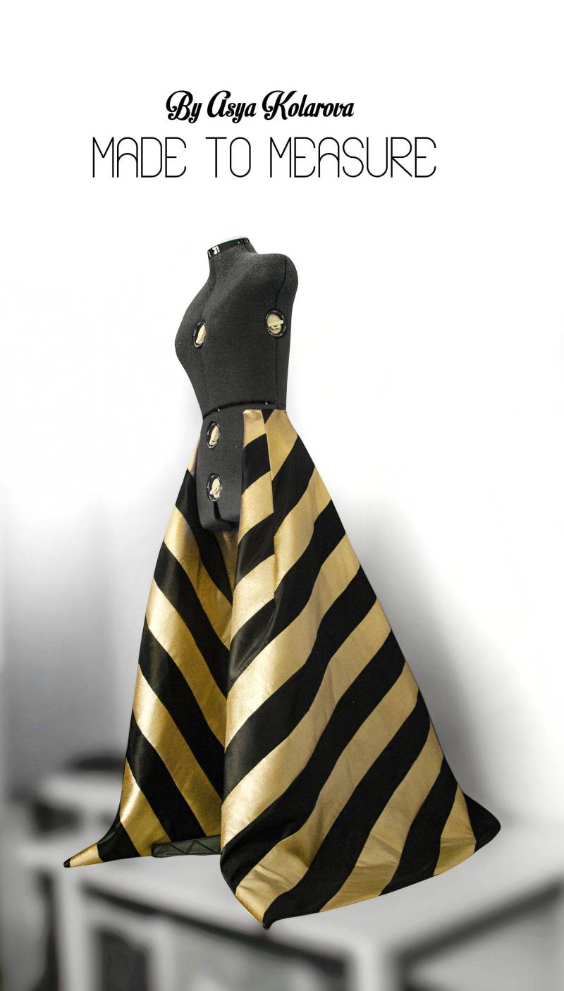 Schwarz & Gold Gestreifter Taft Überrock Abnehmbarer Ballkleid Braut Schleppe von AsyaSkirts