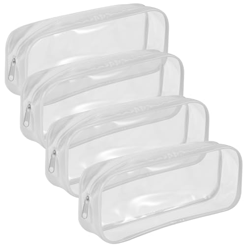 Asyduey 4 STK. Klarer FedermäPpchen GroßE KapazitäT Transparenter Stift Bleistiftbeutel PVC Pen Pencil Zipper Pouches von Asyduey