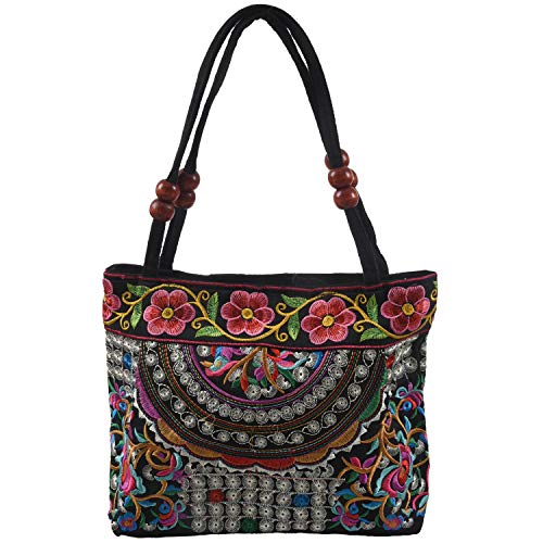 Asyduey Chinesischen Stil Frauen Handtasche Stickerei Ethnische Sommermode Handgemachte Blumen Damen Tote UmhäNgetaschen -Body (Blumen) von Asyduey