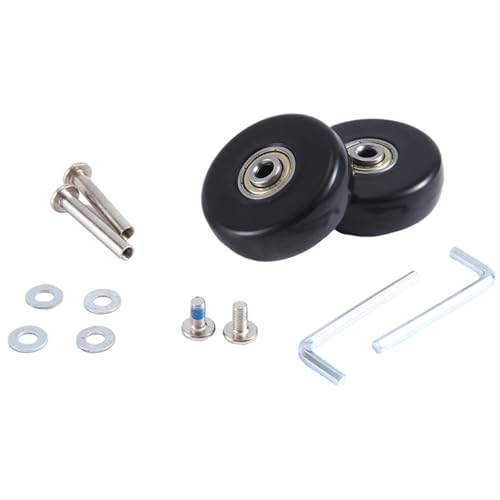 Asyduey Set mit 2 Ersatzrädern für Gepäck, Koffer, Lenkrollen, Schwarz, Umweltfreundliches PU + Kohlenstoffstahllager, Reparatursätze von Asyduey