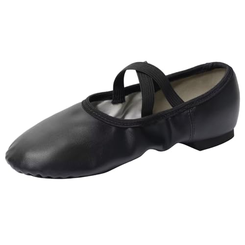 Asyusyu Jazz Tanzschuhe Damen Flach mit Gekreuztem Gummiband PU Jazzschuhe für Ballett Line Dance Trainer-37EU von Asyusyu