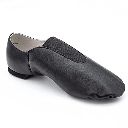 Asyusyu Jazzschuhe aus PU-Leder, Tanzschuhe, Obermaterial, elastisch, rutschfest, moderne Jazz-Tanzschuhe für Kinder, Schwarz , 24 EU von Asyusyu