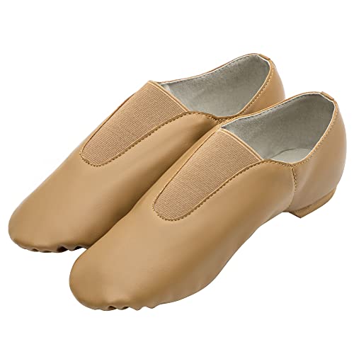 Asyusyu Jazzschuhe aus PU-Leder, Tanzschuhe, Obermaterial, elastisch, rutschfest, moderne Jazz-Tanzschuhe für Kinder, braun, 27 EU von Asyusyu