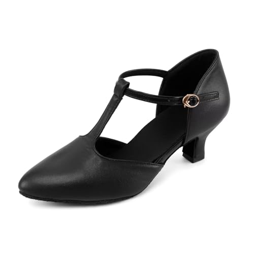 Asyusyu Tanzschuhe Damen T Bar Latein Tanzschuhe Damen Schwarz mit 6cm Absatz-38 EU von Asyusyu