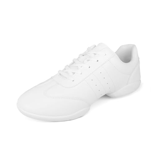 Asyusyu Weiß Cheerleader Schuhe PU Tanzsneaker Damen Geteilte Sohle Line Dance Schuhe-35EU von Asyusyu