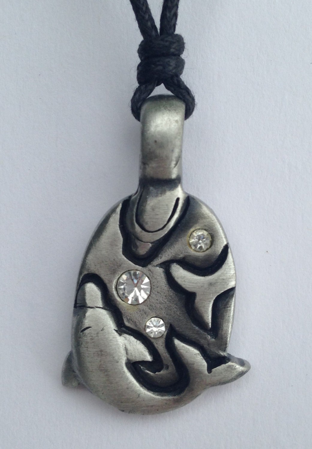 Sea Life 2 Delfine Zinn Anhänger Mit Erweiterbaren Halskette von AtBeach4Ever