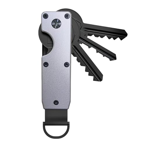 AtEaze Kompakter Schlüssel Organizer aus Metall für bis zu 6 Schlüssel mit D-Ring (Grau) von AtEaze