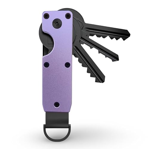 AtEaze Kompakter Schlüssel Organizer aus Metall für bis zu 6 Schlüssel mit D-Ring (Hellviolett) von AtEaze