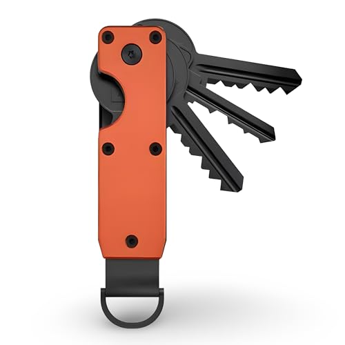 AtEaze Kompakter Schlüssel Organizer aus Metall für bis zu 6 Schlüssel mit D-Ring (Orange) von AtEaze