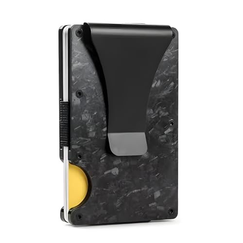 AtEaze Minimalistische Geldbörse Herren mit RFID Schutz – Slim Wallet Kartenhalter mit Geldklammer – Dünn, Kompakt & Sicher Designs | Kartenetui aus Aluminium (Carbon Black (Clip)) von AtEaze