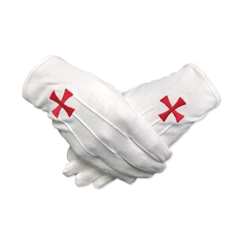 AtSKnSK Freimaurer-Handschuhe des Templer-Roten Kreuzes aus weißer Baumwolle AtSKnSK Freimaurer-Handschuhe des Templer-Roten Kreuzes aus weißer Baumwolle von AtSKnSK