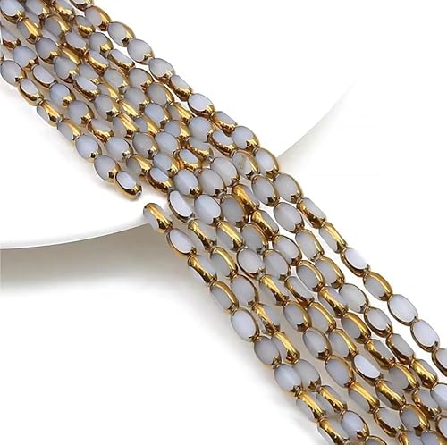 Schmuckherstellung Perlen Facettierte Kristall-Reisperlen aus Glas mit Goldrand, handgefertigte DIY-Haarnadel, Halskette, Armband, Ohrringe, Zubehör (Color : B) von AtZOtOYZJ