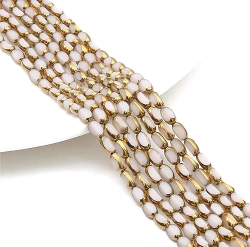 Schmuckherstellung Perlen Facettierte Kristall-Reisperlen aus Glas mit Goldrand, handgefertigte DIY-Haarnadel, Halskette, Armband, Ohrringe, Zubehör (Color : I) von AtZOtOYZJ