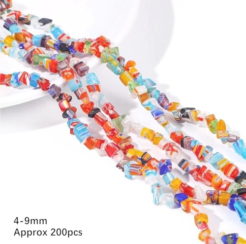 Schmuckherstellung Perlen Lose Glasperlen aus zerkleinertem Stein, handgefertigt, DIY-Armband, Halskette, Perlen, Ohrringe, Zubehör (Color : A) von AtZOtOYZJ