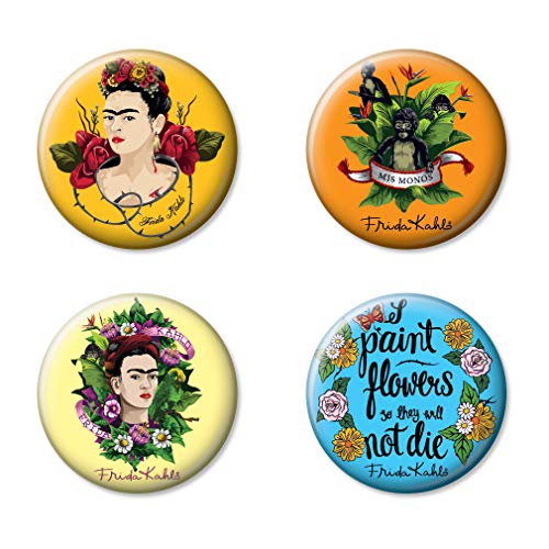 Ata-Boy Frida Kahlo Sortiment #1 Set mit 4 Stück 3,2 cm Sammelknöpfen von Ata-Boy
