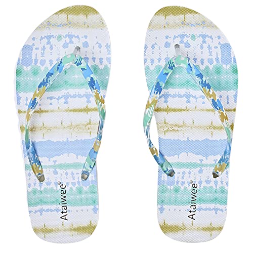 Ataiwee Damen Flip Flops, String Bequeme Strand Pool rutschfeste Flache Sandalen.(2208001,WT/HY,42) von Ataiwee