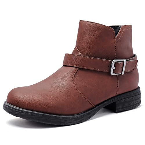 Ataiwee Damen Stiefeletten, seitlicher Reißverschluss, klassische, klobige Ferse, kurze Stiefeletten.(2105011,RB/PU,40) von Ataiwee