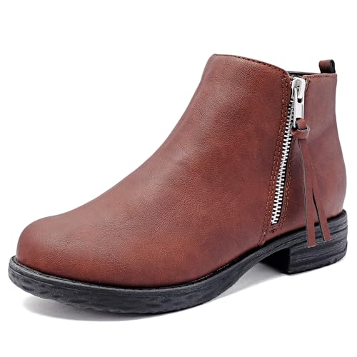 Ataiwee Damen Stiefeletten, seitlicher Reißverschluss, klassische, klobige Ferse, kurze Stiefeletten.(2304001,RB/PU,42) von Ataiwee