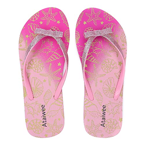 Ataiwee Flip Flops für Mädchen, Strandsandalen für kleine/große Kinder, bunt bedruckte Sandalen für Kinder.(2005001,GD/SS,37) von Ataiwee