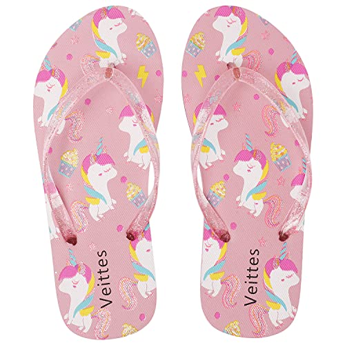 Ataiwee Flip Flops für Mädchen, Strandsandalen für kleine/große Kinder, bunt bedruckte Sandalen für Kinder.(2005002,PK/UC,33) von Ataiwee